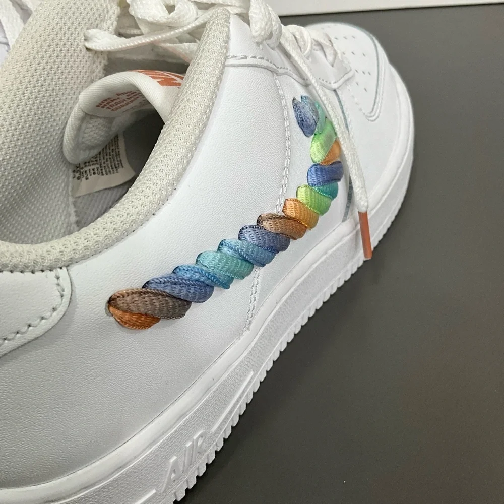 Nike Air Force 1 Low LV8 Rainbow Swoosh White Sneakers Youth 6.5Y Women’s 8